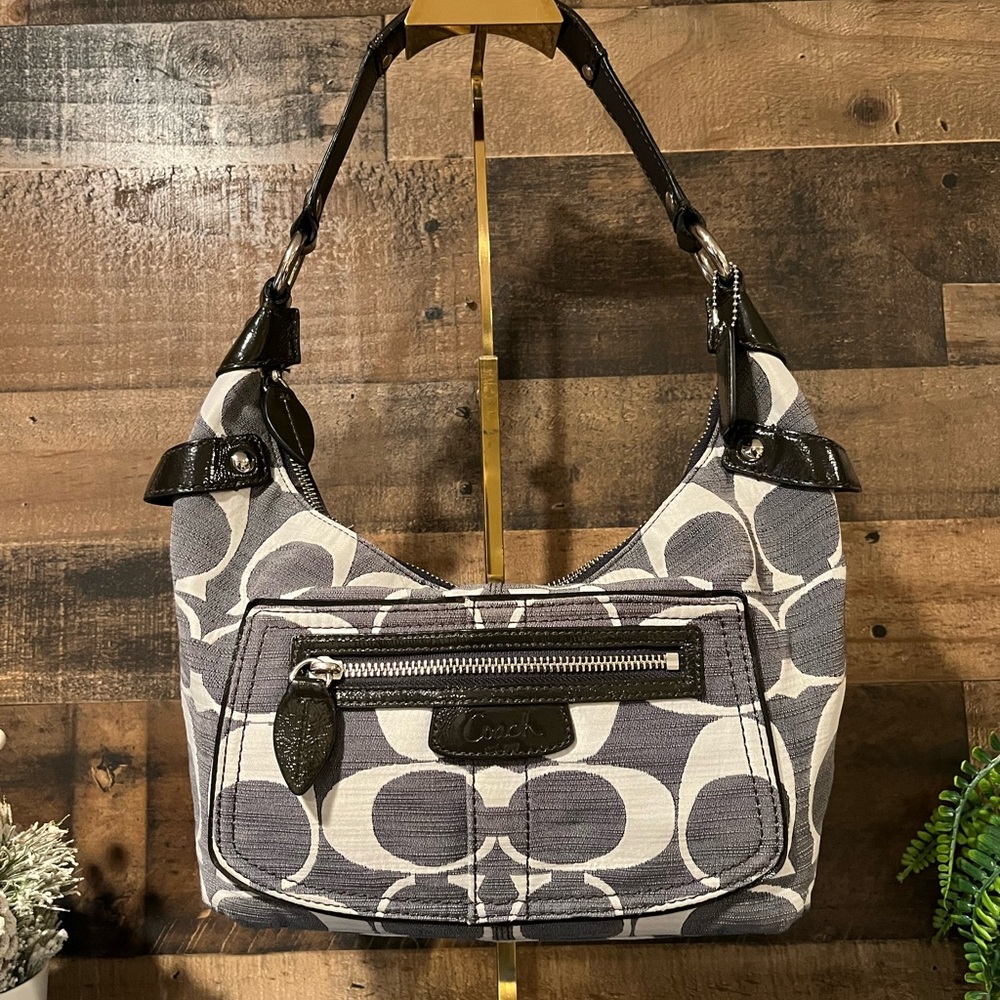 Coach Grey Denim Canvas Shoulder Hobo Bag Y2K